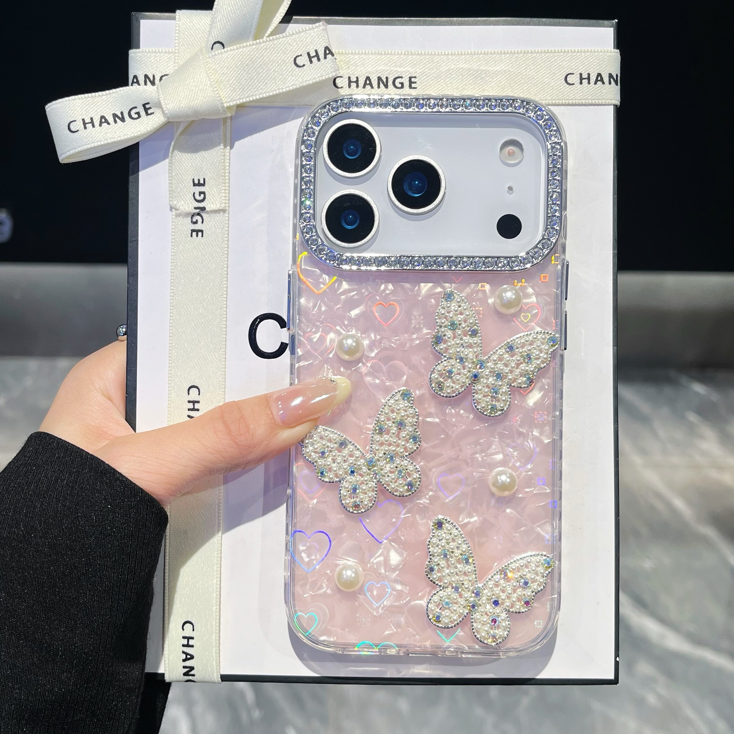 PEARLY BUTTERFLIES 3D heart Reflective IPHONE 17 PRO/ PRO MAX Cases