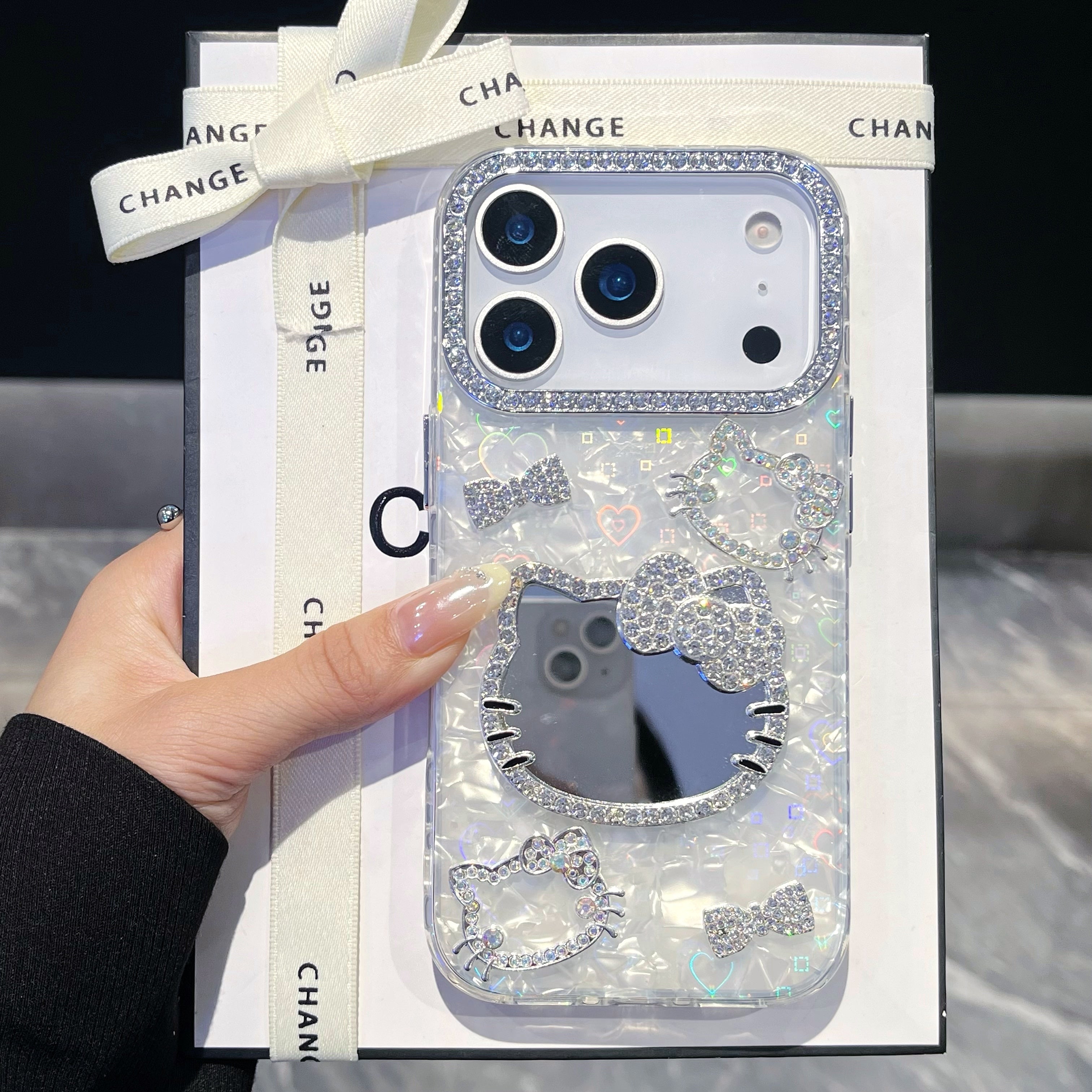 Cute Hello kitty 3D Heart reflection IPHONE 17 PRO/ PRO MAX Cases