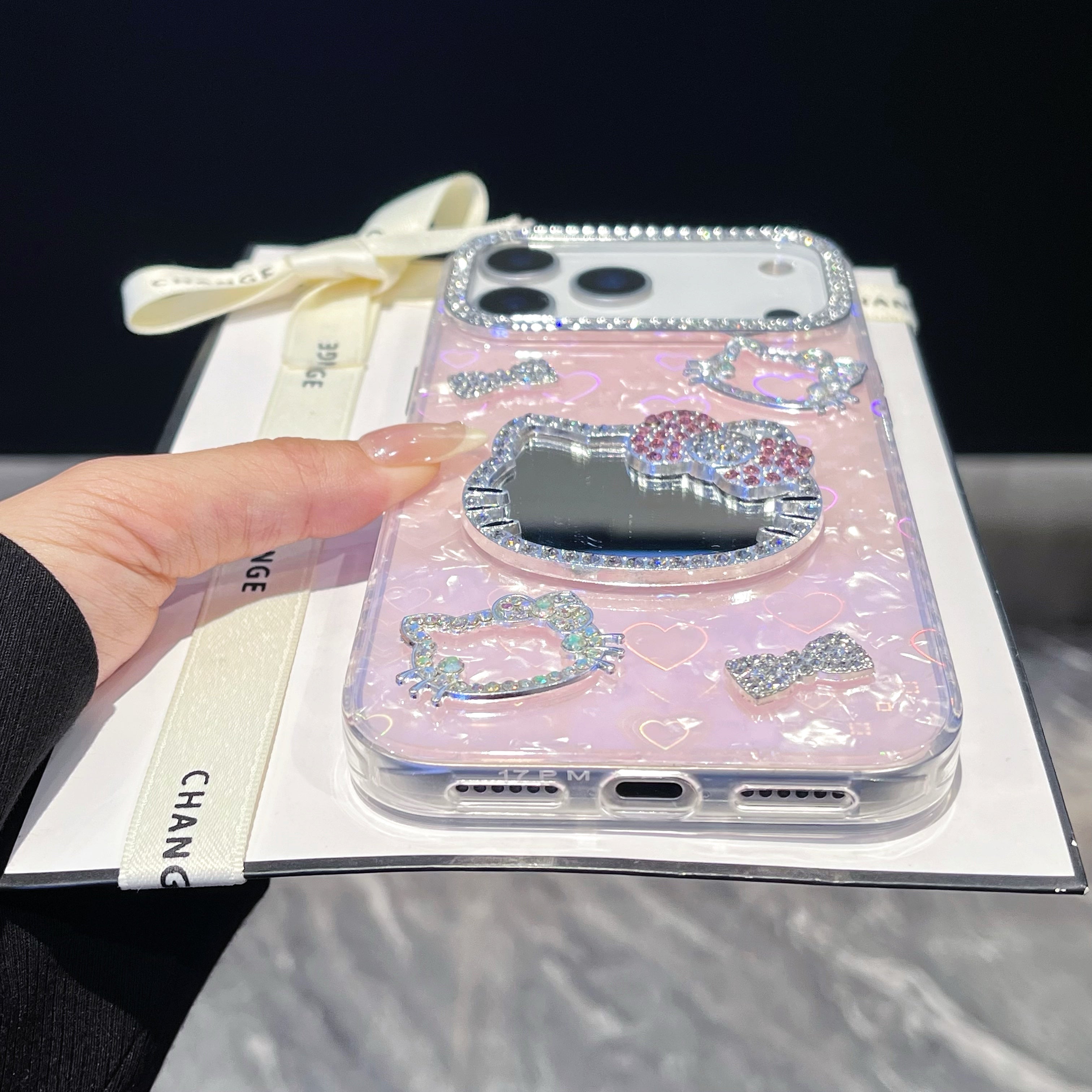Cute Hello kitty 3D Heart reflection IPHONE 17 PRO/ PRO MAX Cases