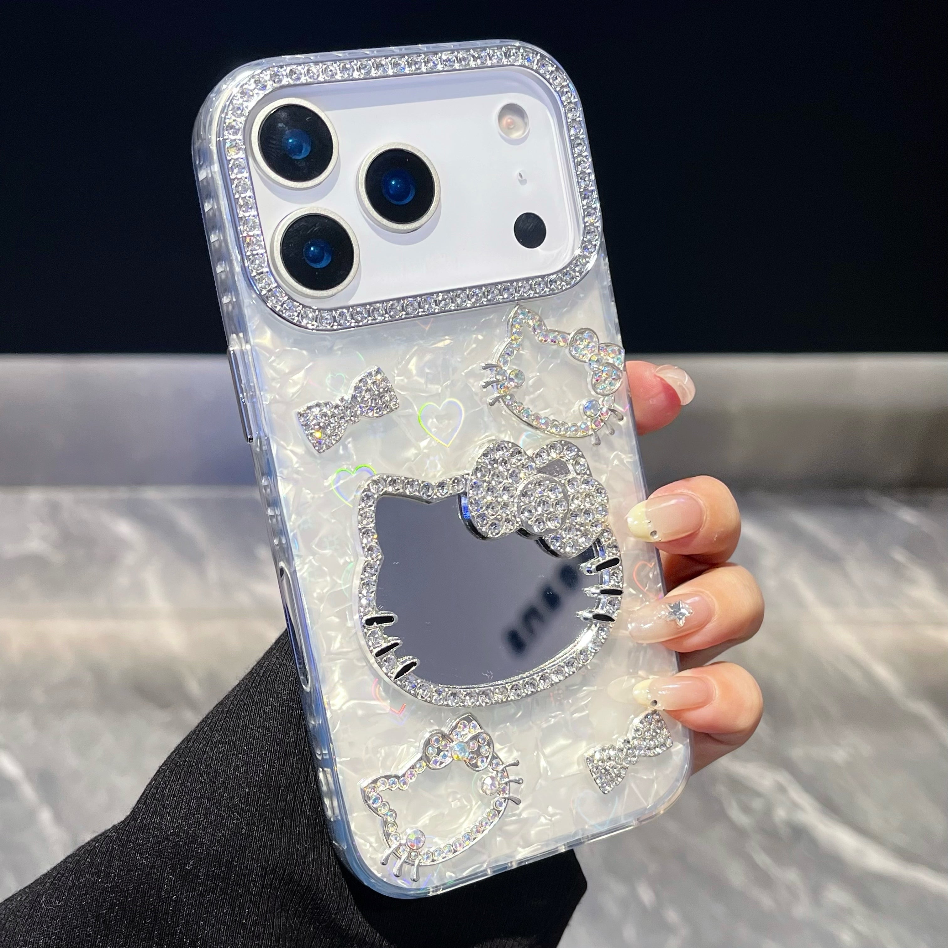 Cute Hello kitty 3D Heart reflection IPHONE 17 PRO/ PRO MAX Cases