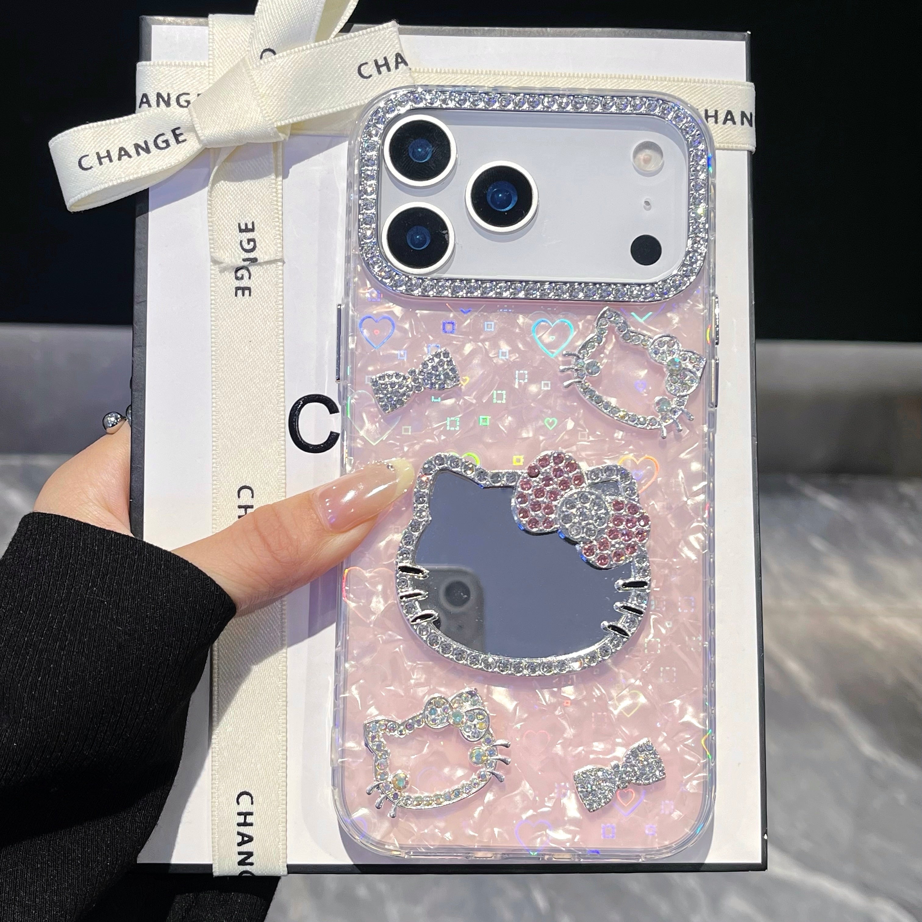 Cute Hello kitty 3D Heart reflection IPHONE 17 PRO/ PRO MAX Cases