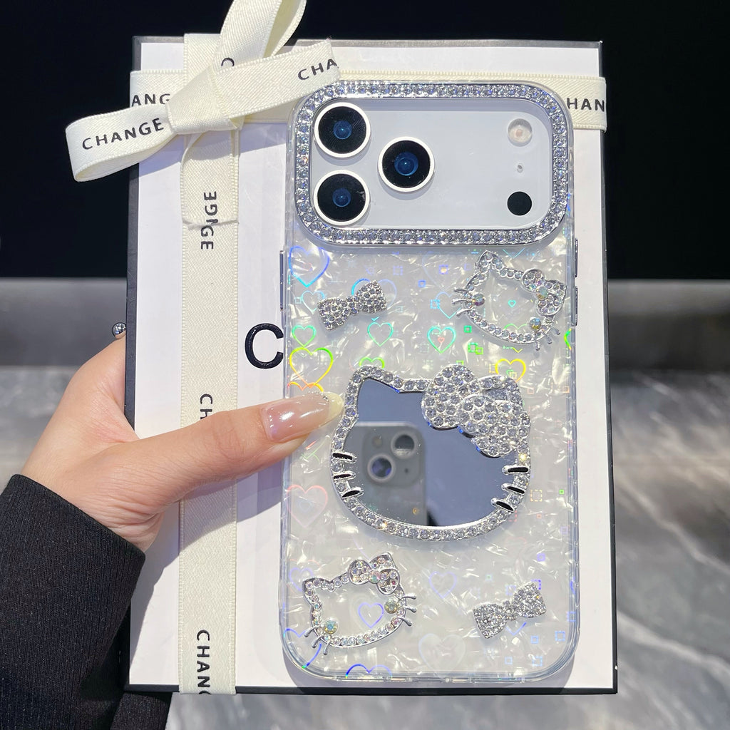 Cute Hello kitty 3D Heart reflection IPHONE 17 PRO/ PRO MAX Cases