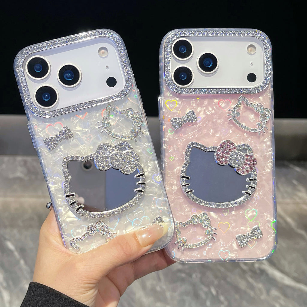 Cute Hello kitty 3D Heart reflection IPHONE 17 PRO/ PRO MAX Cases