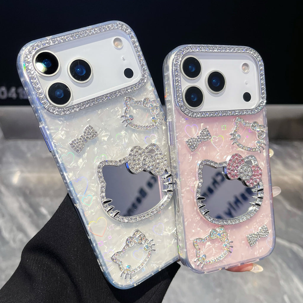 Cute Hello kitty 3D Heart reflection IPHONE 17 PRO/ PRO MAX Cases