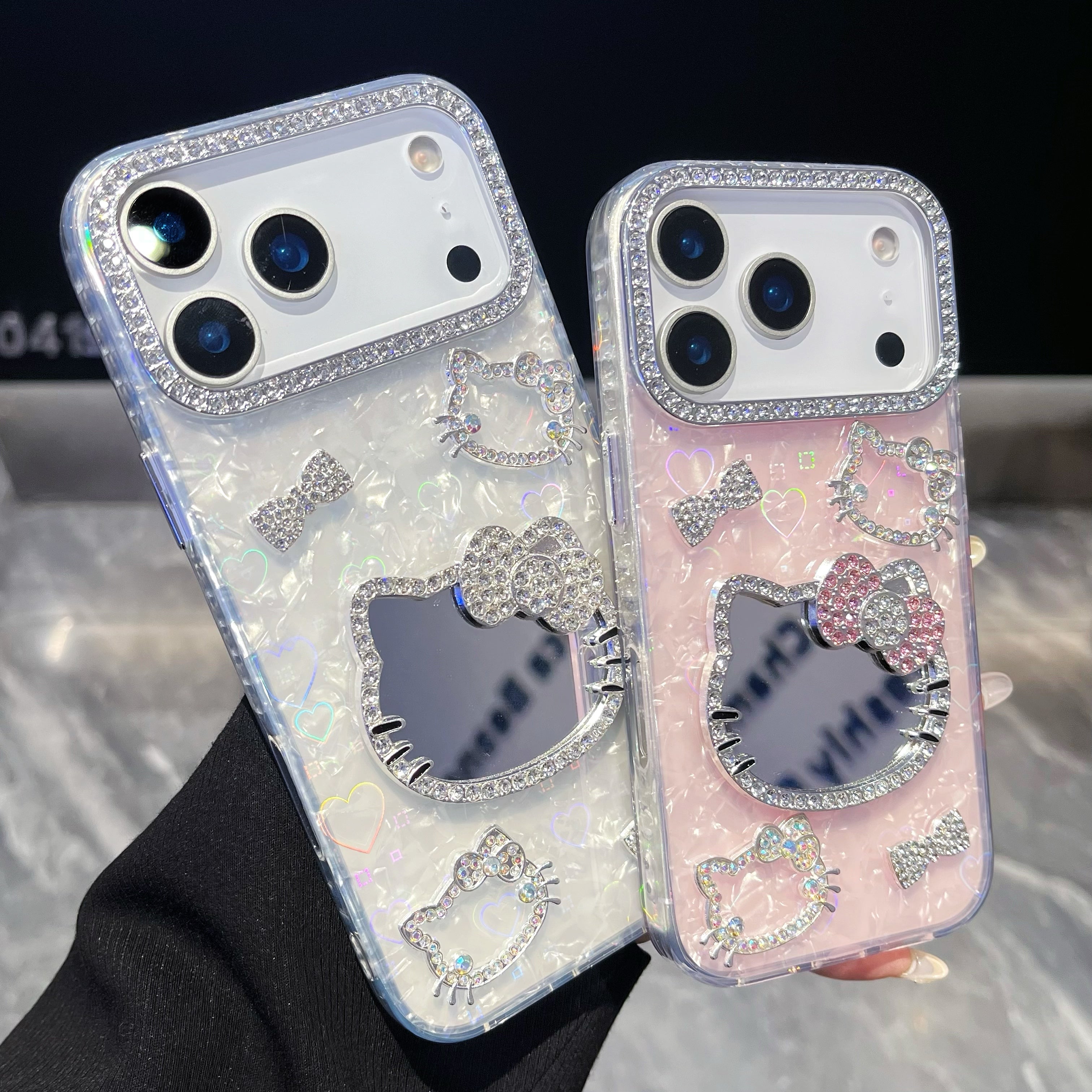Cute Hello kitty 3D Heart reflection IPHONE 17 PRO/ PRO MAX Cases