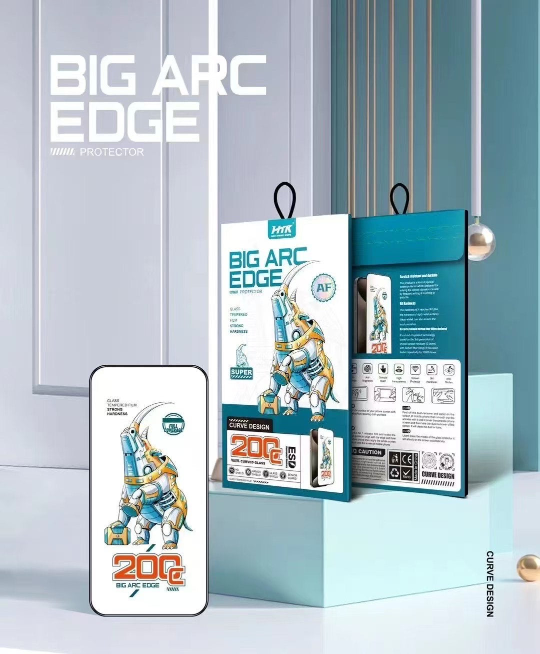 HTK Big ARC Edge premium tempered glass screen protector fo iphone 17 pro/ pro max , shattered proof,shockproof,unbreakable and case friendly (100% screen guard)