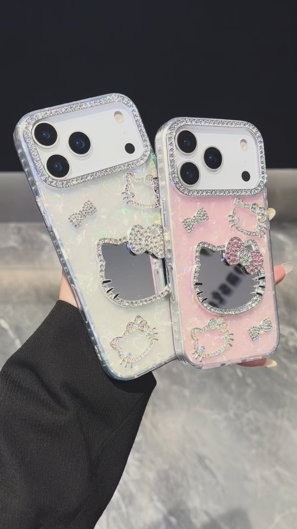 Cute Hello kitty 3D Heart reflection IPHONE 17 PRO/ PRO MAX Cases