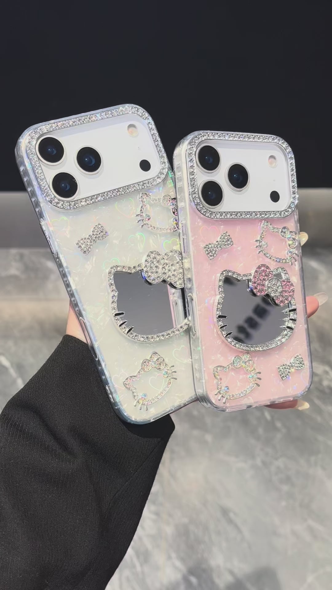 Cute Hello kitty 3D Heart reflection IPHONE 17 PRO/ PRO MAX Cases